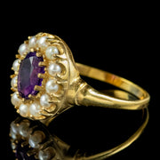 Victorian Style Amethyst Pearl Cluster Ring 1.60ct Amethyst side
