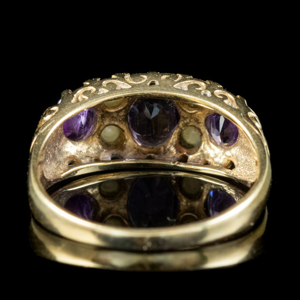 Victorian Style Amethyst Pearl Ring Dated 1989