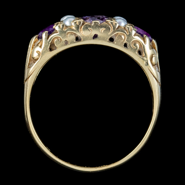 Victorian Style Amethyst Pearl Ring Dated 1989