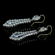 Victorian Style Blue Paste Drop Earrings Silver Gold Wires side