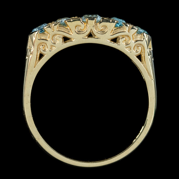 Victorian Style Blue Topaz Diamond Ring 9ct Gold 2ct Of Topaz