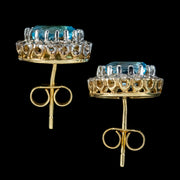 Victorian Style Blue Topaz Diamond Stud Earrings 9ct Gold side