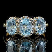 Victorian-Style-Blue-Topaz-Diamond-Trilogy-Gold-Ring-