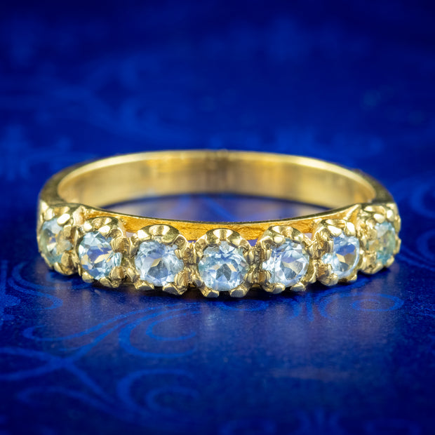 Victorian Style Blue Topaz Half Eternity Ring 0.70ct Total