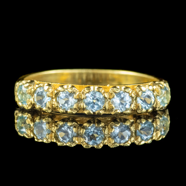 Victorian Style Blue Topaz Half Eternity Ring 0.70ct Total