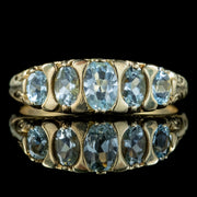 Victorian Style Blue Topaz Ring 9ct Gold Dated 2000