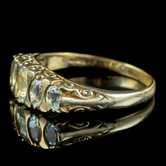 Victorian Style Blue Topaz Ring 9ct Gold Dated 2000 – Laurelle Antique ...