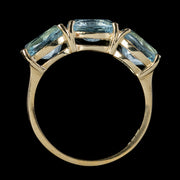 Victorian Style Blue Topaz Trilogy Ring 9ct Gold 3ct Of Topaz