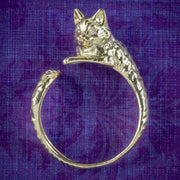Victorian Style Cat Ring Diamond Eyes Silver Gold Gilt 