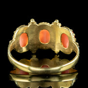 Victorian Style Coral Trilogy Ring 