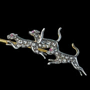 Victorian Style Diamond Fox And Hound Bar Brooch 