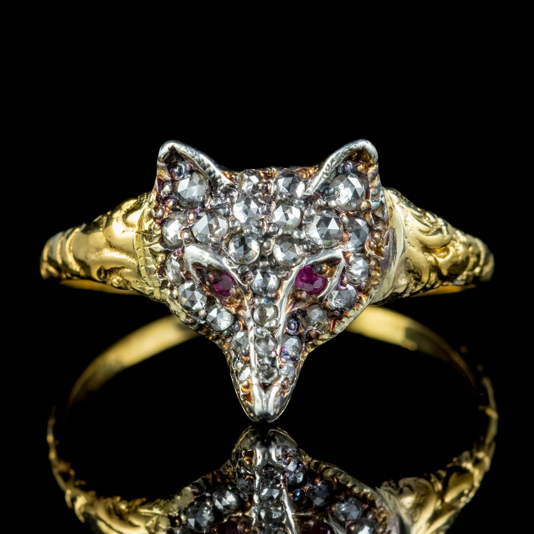 Adorable Sterling shops Silver Fox ring with genuine ruby eyes.