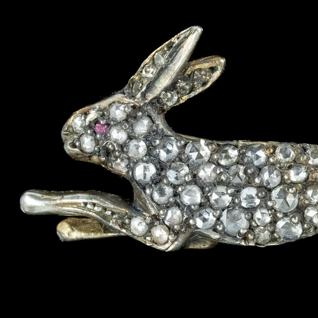 Victorian Style Diamond Hare Brooch 1.20ct Of Diamond