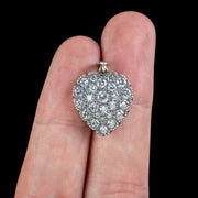 Victorian Style Diamond Heart Pendant Silver 15ct Gold 2.50ct Of Diamond