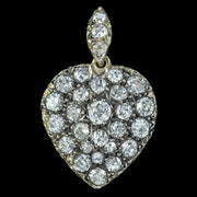 Victorian Style Diamond Heart Pendant Silver 18ct Gold 2ct Of Diamond front