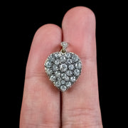 Victorian Style Diamond Heart Pendant Silver 18ct Gold 2ct Of Diamond hand