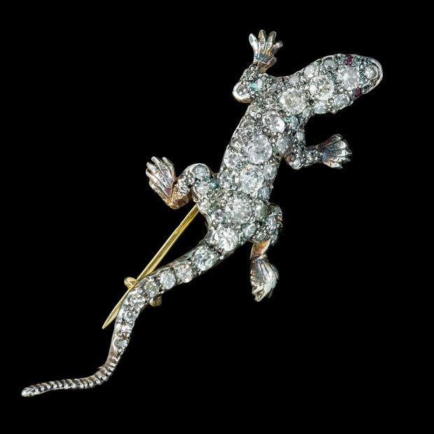 Victorian Style Diamond Lizard Brooch 2ct Of Diamond With Box