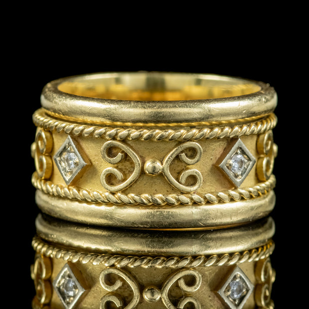 Victorian Style Diamond Spinning Band Ring 18ct Gold 