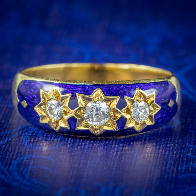 Victorian Style Diamond Trilogy Ring Blue Enamel Dated 1989 – Laurelle ...