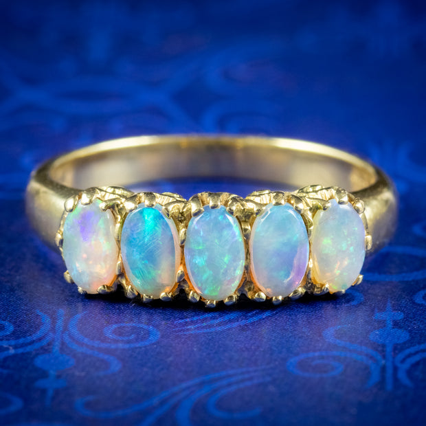 Victorian Style Five Stone Opal Ring 1.25ct Of Opal 