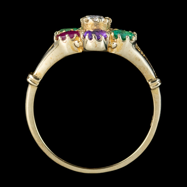 Victorian Style Gemstone Dearest Acrostic Ring 