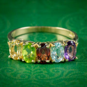 Victorian Style Gemstone Five Stone Ring 9ct Gold