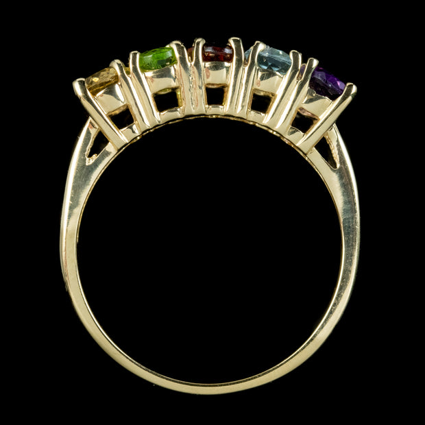 Victorian Style Gemstone Five Stone Ring 9ct Gold