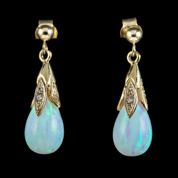 Victorian Style Opal Diamond Drop Earrings 9ct Gold – Laurelle Antique ...