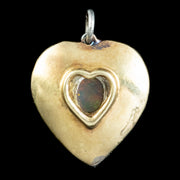 Victorian Style Opal Diamond Heart Pendant Silver 18ct GoldB