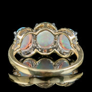 Victorian Style Opal Diamond Trilogy Ring back