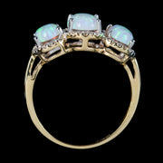 Victorian Style Opal Diamond Trilogy Ring top