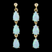 Victorian Style Opal Drop Earrings 9ct Gold 