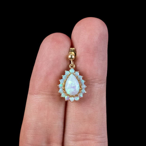 Victorian Style Opal Drop Earrings Sterling Silver 18ct Gold Gilt