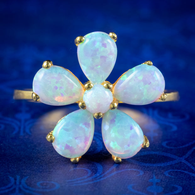 Victorian Style Opal Flower Ring 3.7ct Of Opal