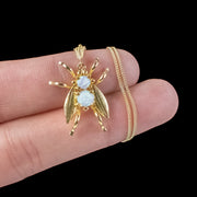 Victorian Style Opal Insect Pendant Necklace 18ct Gold Silver
