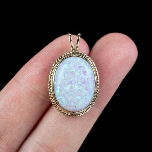 Victorian Style Opal Pendant 9ct Gold 15ct Opal