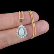 Victorian Style Opal Pendant Necklace Sterling Silver 18ct Gold Gilt