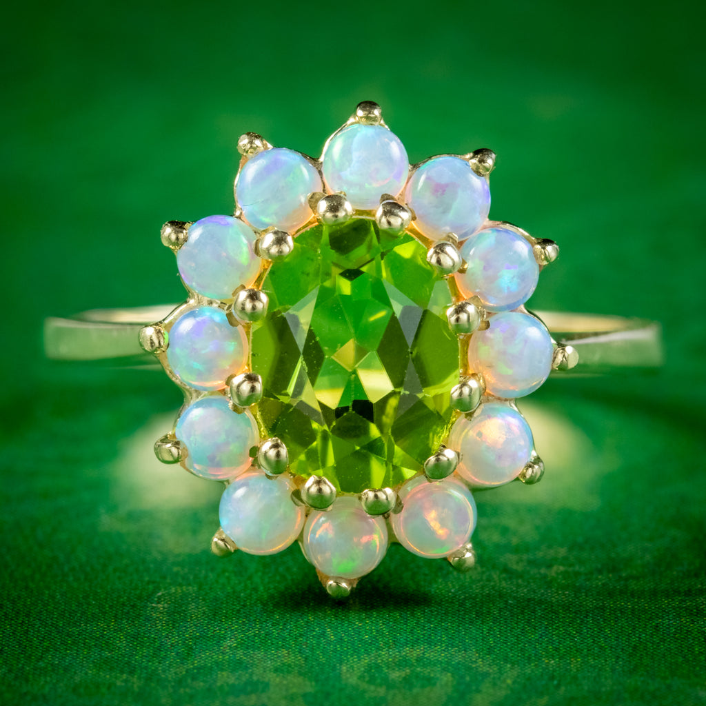 Opal and peridot sales engagement ring