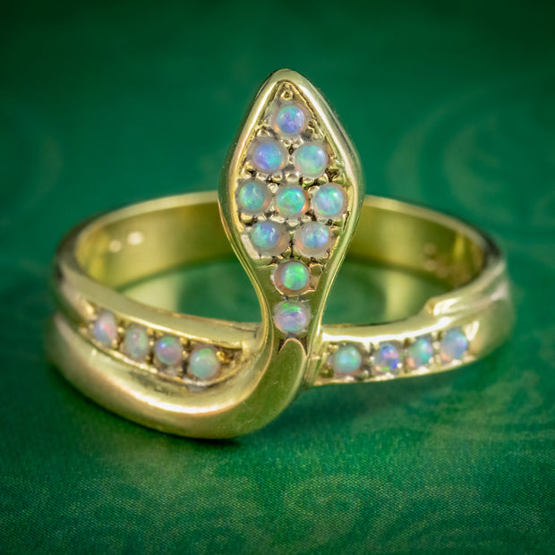 Victorian Style Opal Snake Ring 18ct Gold Silver