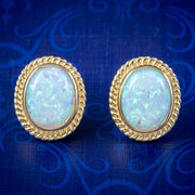 Victorian Style Opal Stud Earrings 9ct Gold