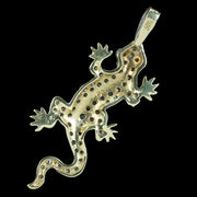 Victorian Style Paste Lizard Pendant Ruby Eyes 9ct Gold