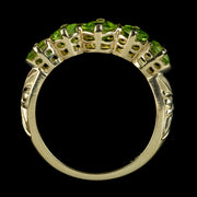 Victorian Style Peridot Five Stone Ring 9ct Gold 2.5ct Of Peridot 