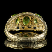 Victorian Style Peridot Trilogy Ring 9ct Gold