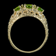 Victorian Style Peridot Trilogy Ring 9ct Gold