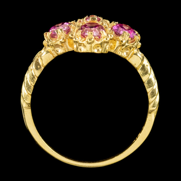 Victorian Style Pink Topaz Cluster Ring 2ct Of Topaz