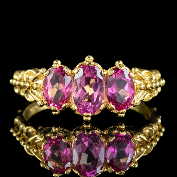 Victorian Style Pink Topaz Trilogy Ring 1.8ct Of Topaz