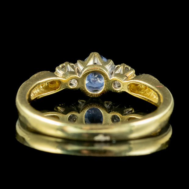 Victorian Style Sapphire Diamond Trilogy Ring Dated 1993