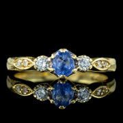 Victorian Style Sapphire Diamond Trilogy Ring Dated 1993
