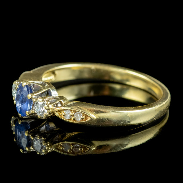 Victorian Style Sapphire Diamond Trilogy Ring Dated 1993