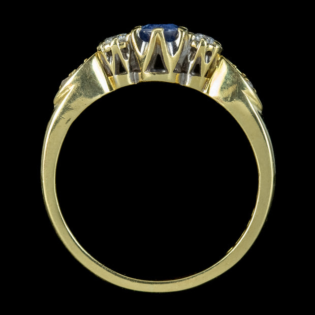 Victorian Style Sapphire Diamond Trilogy Ring Dated 1993